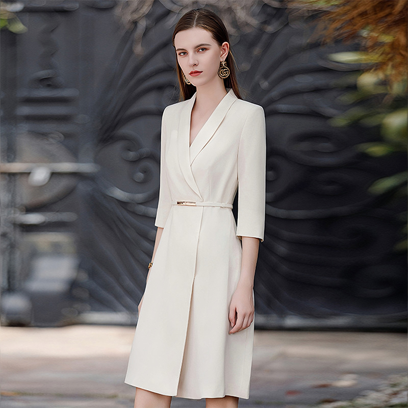Professional Suit Dress, Feminine Front Desk Receptionist Work Uniform, High-End Hostess Beauty Academy Formal Suit Dress
