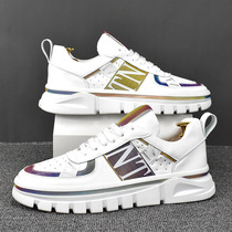 Hong Kong Tide Card Casual Little White Shoes Mens Thick Bottom 100 Hitch White Board Shoes Mens Breathable Fashion Leather Shoes Man