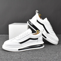 Hong Kong Genuine Leather Small White Shoes Mens Thick Bottom Sports Air Cushion Leather Shoes Casual 100 hitch Heightening White Board Shoes Man