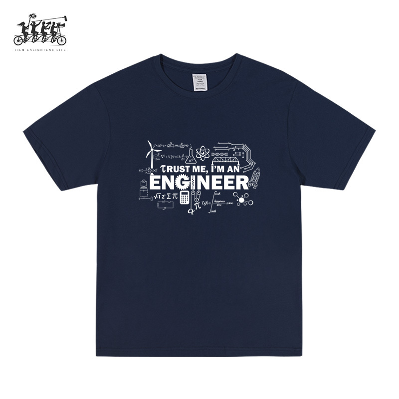 Trust Me, I'M an Engineer. Short-Sleeved Geeky T-Shirt with Math, Physics, and Chemistry Formulas, Loose Fit, Pure Cotton