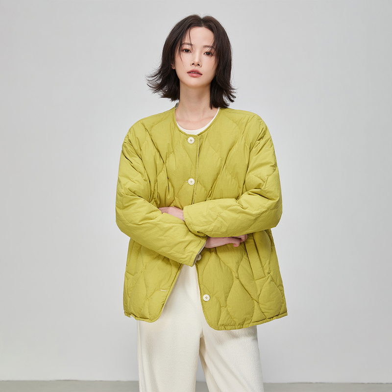 Dayan Wardrobe Long Style 90 Duck down Cotton Bright-Colored down Jacket Mid-Length Open-Front Coat