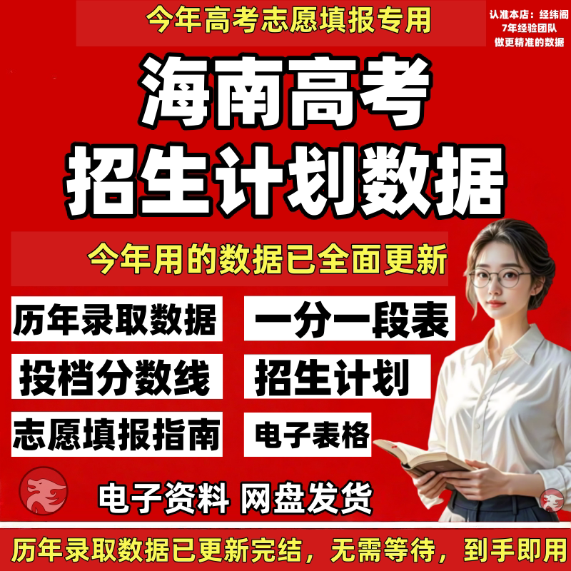 2026 New Edition of Hainan Province College Entrance Examination Enrollment Plan Data, Admission Scores, Application Guide, Electronic Version of Past Years' Excel Data Tables