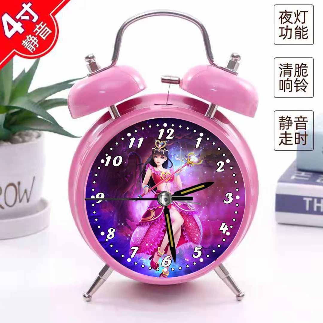 Ye Luoli Alarm Clock Children and Girls Elementary School Students Use Cartoon Cute Mute Bedside Clock Alarm Bedroom Wake Up Artifact