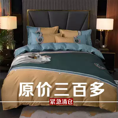 Winter thickened bedding four-piece cotton cotton sheets quilt cover single Double 1 8 bed 4 sets simple