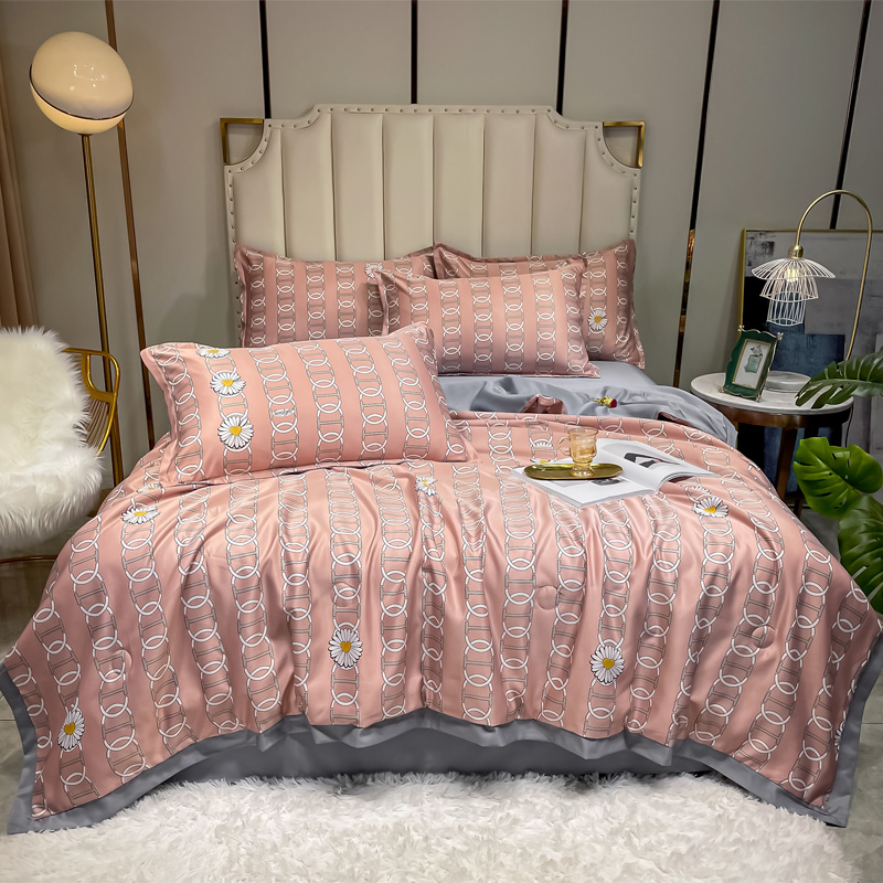 Ice silk summer quilted by natural silk air conditioning by washed real silk summer cool by four pieces of summer single double summer thin quilt