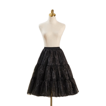 70cm bustle Lolita boneless daily micro-puff 2-layer gauze long COS organza petticoat A-line gauze skirt black