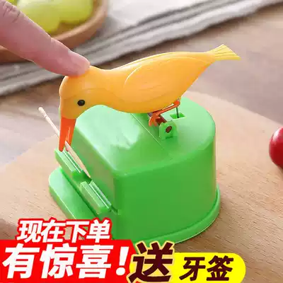 Creative woodpecker toothpick box creative pressing toothpick cylinder tremble sound Bird toothpick can portable net red toothpick barrel