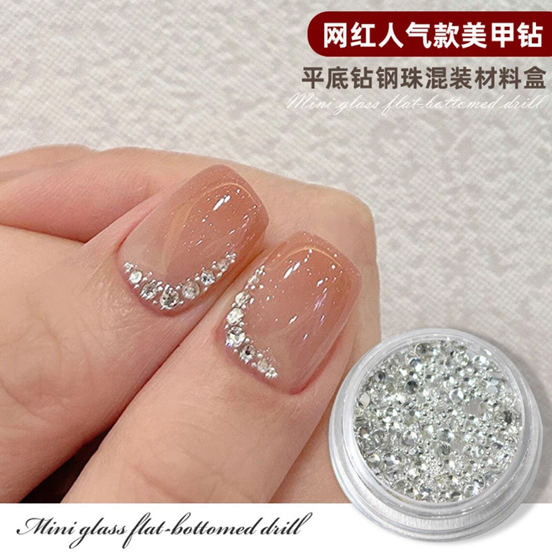 Internet Celebrity Nail Art Special Flat-Bottom Rhinestone Mixed Material Pack, Rhinestone Small Accessories, New Mini Nail Steel Beads with a High-End Feel Internet Celebrity Nail Art Special Flat-Bottom Rhinestone Mixed Material Pack, Rhinestone Small Accessories, New Mini Nail Steel Beads with a High-End Feel
