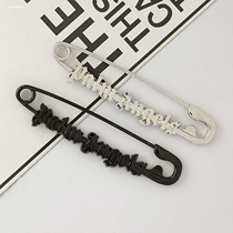 Large pin trendy and cool English letters metal brooch hat personalized accessories anti-exposure pin buckle versatile