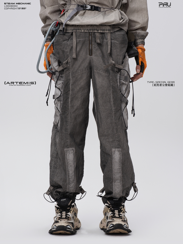 Steam Steam-Powered Wasteland Dune Distressed Washed Multi-Pocket Detachable Tactical Waist Bag Outdoor Cargo Pants
