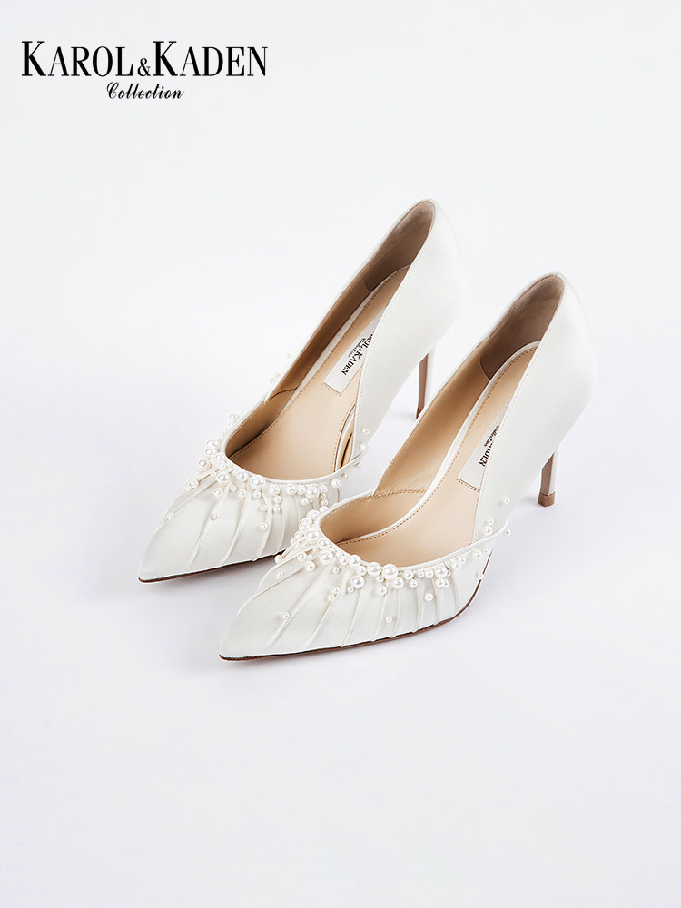 KAROL & KADEN wedding shoes women's 2021 autumn new niche design pearl white wedding dress high heels women's shoes