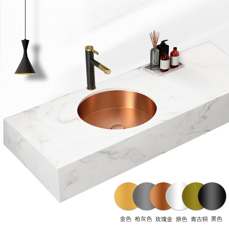 Steel Shepherd Light Lavish Rose Gold Round Stainless Steel Floor Basin Washbasin Washbasin Home Flush sink