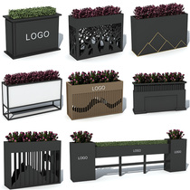 Outdoor metal outdoor flower box combination rectangular partition iron flower pot sales Department courtyard planting flower slot frame