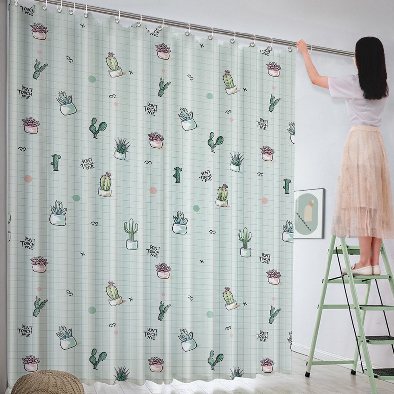 Simple screen curtain blocking door curtain bedroom Net red door curtain non-perforated living room partition curtain push-pull mobile cloth curtain