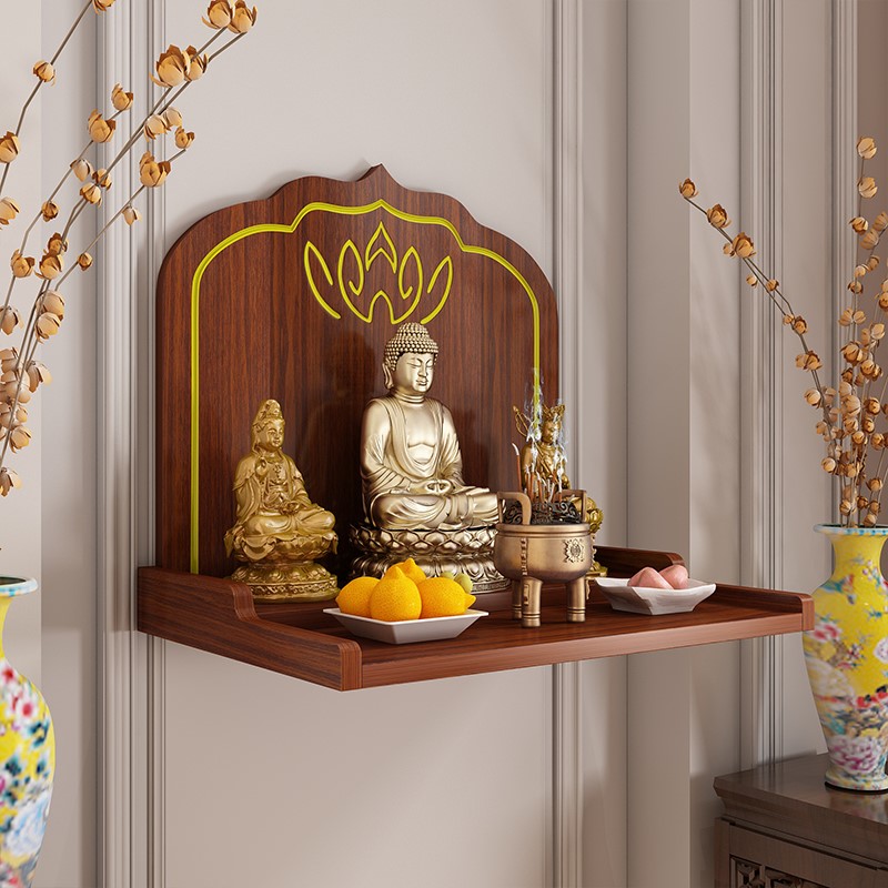 The shelf of the God of Wealth, the Cabinet of the God of Wealth, the House incense burner, the table, the Guanyin Buddha statue is dedicated to the table.