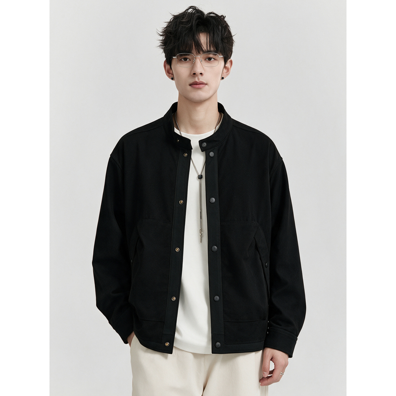 Old Money Style Retro Stand-Up Collar Jacket for Men 2026 Spring and Autumn New Workwear Jacket Loose Casual Commuter Top