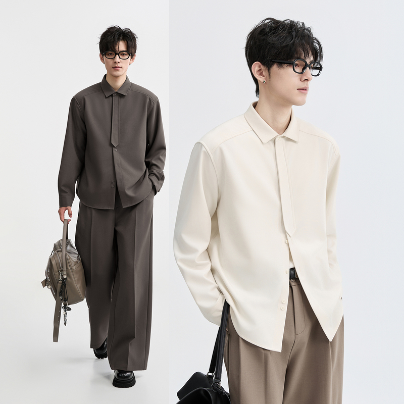 【Three-Proof Anti-Wrinkle No-Care】High-End Custom-Woven Long-Sleeve Shirt for Men, Spring and Autumn Commuting Solid Color Shirt Jacket