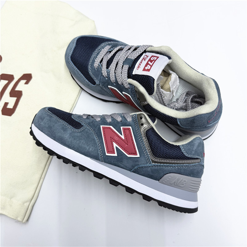 Korean Version of Authentic Mingbai Lun 574 Retro Men's and Women's Shoes, Genuine Leather 2026 New Model Blue Giant Casual Comfortable Sneakers