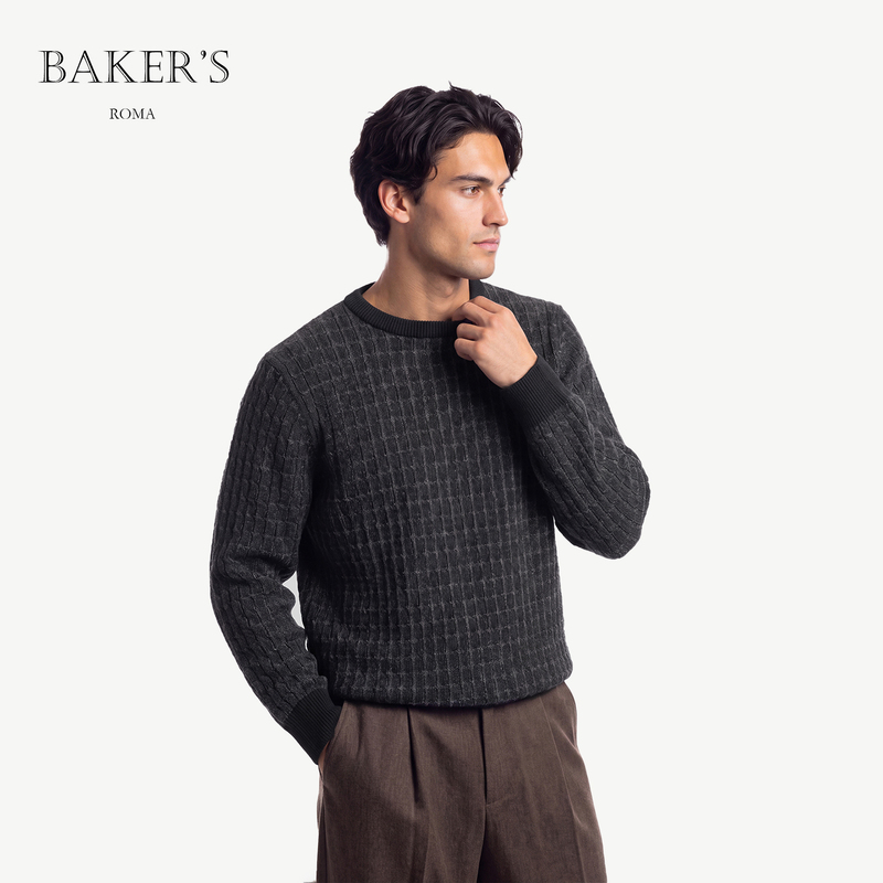 Bokshang 2026 New Retro Round-Neck Sweater for Men, Italian-Style High-End Gray Long-Sleeved Knitwear, Autumn and Winter Top Bokshang 2026 New Retro Round-Neck Sweater for Men, Italian-Style High-End Gray Long-Sleeved Knitwear, Autumn and Winter Top