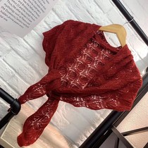 Crochet shawl cloak dress outside small shawl Net Red fashion hollow hand knitted triangle scarf