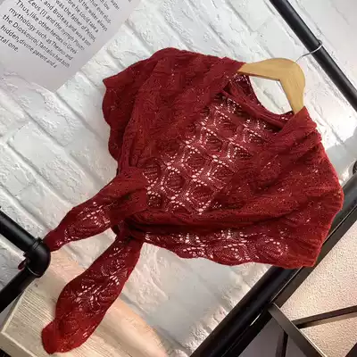 Crochet shawl cloak dress outside small shawl Net Red fashion hollow hand knitted triangle scarf