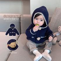 Baby girl cardio-hoodie jacket baby boy dress male and female baby sweater thickened spring autumn clothes baby autumn and winter children foreign air