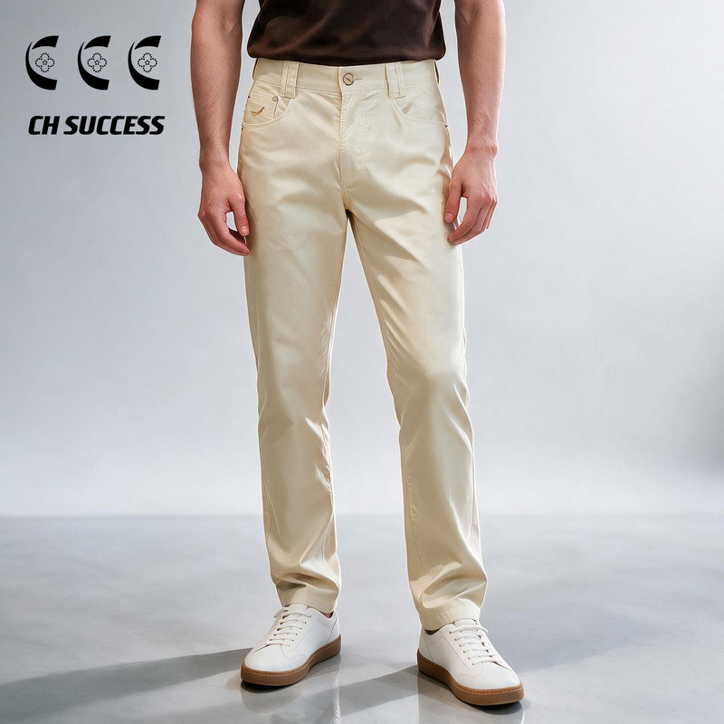 [Bamboo Fiber Long-Staple Cotton] Chsuccess Men's Casual Pants, Cool Straight-Leg Thin Slim-Fit Trousers