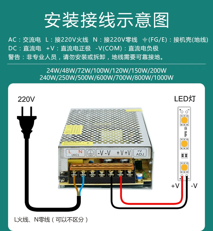 ĐÈN LED chuyển mạch nguồn điện 24V 10A20A30A dây đèn thanh ánh sáng hộp đèn DC ổn định 220V đến 24V biến áp