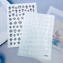 DIY Japanese Synchronized Thin Translucent Adhesive Nail Art Stickers New Black and White Crow Heart Series
