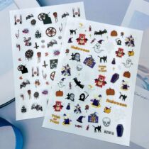 DIY Japanese Synchronized Thin Translucent Adhesive Nail Art Stickers New Halloween Ghost Face Pumpkin Series