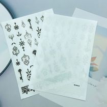 DIY Japanese synchronous thin see-through adhesive nail art stickers new black and white bohemian style series