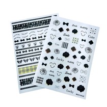 DIY Japanese synchronous thin see-through adhesive nail art stickers new dark flower smiley bow