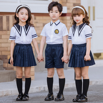 Kindergarten uniform Navy style Korean version of summer dress childrens performance dress graduation photo class uniform primary school uniform
