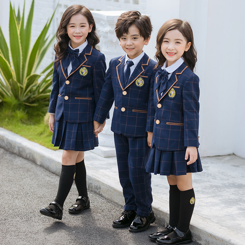 British college style suit school uniform primary school students spring and autumn class clothing boys and girls performance clothing kindergarten garden clothing