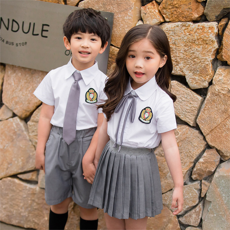 Kindergarten English style garden suit short sleeve suit children's school graduation photo school uniform