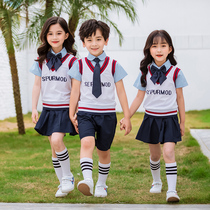 Kindergarten garden clothes summer clothes British style short sleeve set college class clothes children graduation performance clothes primary school uniforms
