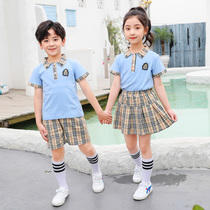Kindergarten summer garden clothes English style plaid suit for men and women children performance clothes chorus class uniforms primary school uniforms