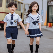 Kindergarten uniform summer Navy style shirt set children graduation performance college style class uniforms primary school uniforms