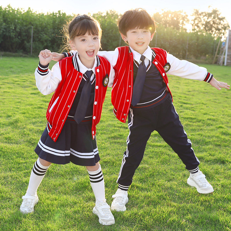 Kindergarten college wind garden uniform suit children's school uniform Spring and Autumn Games baseball uniform four-piece set of primary school students class uniform