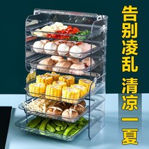 Kitchen Multilayer Transparent Dish Tray Containing vegetable Divine Machine Wall-mounted free-to-punch shelve for domestic hot pot preparation dish