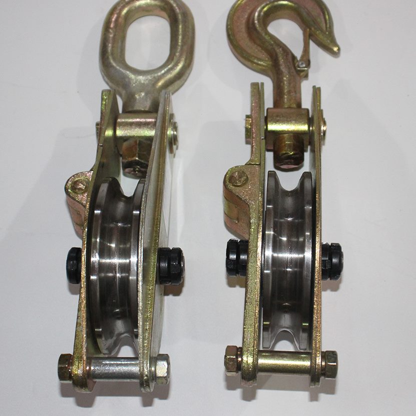 Electric power special high-speed lifting iron block all-steel bearing ring hook pulley anti-fall smashing overhead moving pulley hook