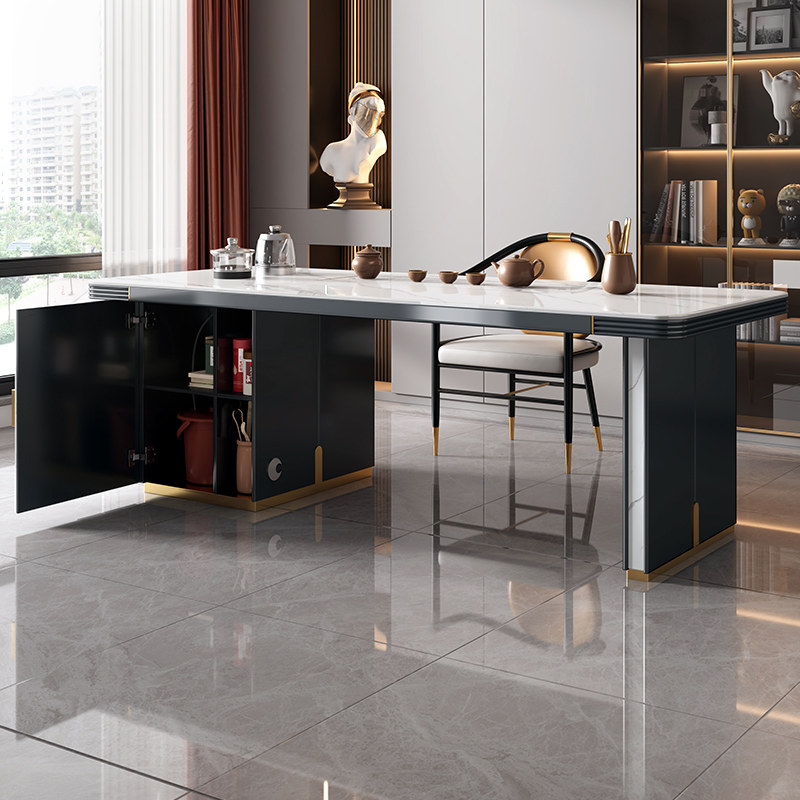 Tea table light luxury modern office large slate board tea table and chair combination 2021 new advanced kung fu tea ceremony table