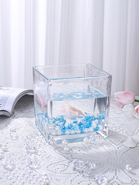 2025 new high-definition betta fish tank complete set of small living room decoration balcony small fish pond desktop glass square fish tank