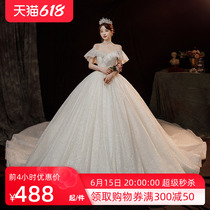 Straight Shoulder main wedding dress High feeling pregnant woman Belly Ritual Yarn Super Fairy Dream Burst Theme Bridal Greet Dress