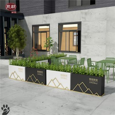 Iron Art Outdoor Flower Boxes Combined Fashion Minima Gold Frame Flower Groove Commercial Piazza Green Flower Barrel Partition Floral Custom