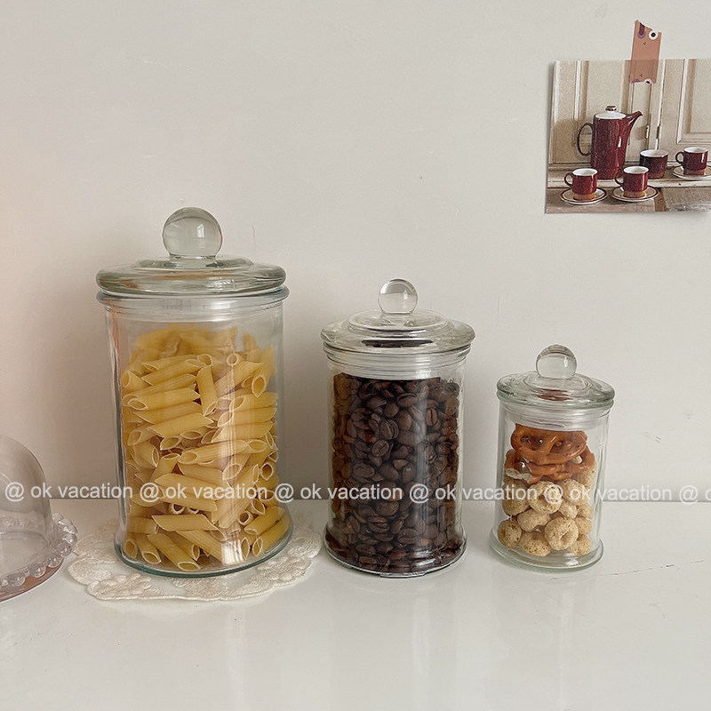 Korea ins wind sealed storage jar flower tea glass jar food candy dried fruit preservation jar moisture-proof dry seal