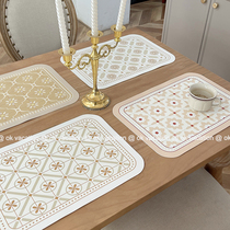 Nordic retro small flower dining mat waterproof and greaseproof creative home Milk Oil Color Home PU Tea Table Mat