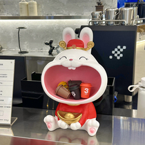 Creative Nafu Yuanbao rabbit key containing swing piece Xuanguan Living room Entry Home Residence Decoration Jo Relocation New Residence Gift