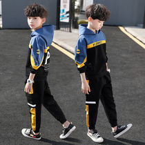 Boys clothing spring and autumn suit 2021 new childrens sweater two-piece set in the big boy Korean version of the sports foreign handsome trend