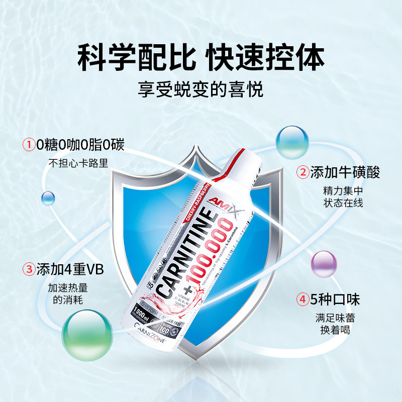 AMIX 高纯度液体左旋肉碱 1000ml 双重优惠折后￥159包邮包税 赠FAT小红瓶60ml*2+氮泵小黄瓶60ml*2
